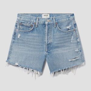 AGOLDE Women’s Parker Long Distressed Denim Shorts